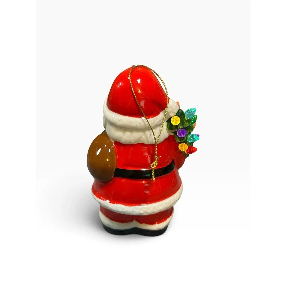 Mr. Christmas Ceramic Lighted Santa Claus Ornament Figurine  Red 5.5